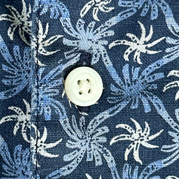 Vintage Eddie Bauer Shirt Adult LARGE Blue Linen Blend Pinwheel Oversized Y2K - Picture 5 of 9